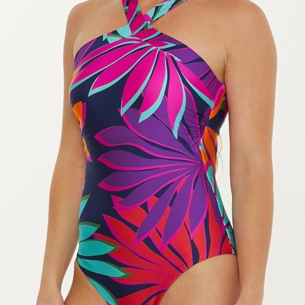 Trina Turk Wailea High Neck Reversible One-Piece Swimsuit in Multi
